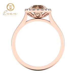 Inel din aur roz cu diamant coniac si diamante ES151