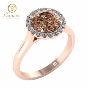 Inel din aur roz cu diamant coniac si diamante ES151