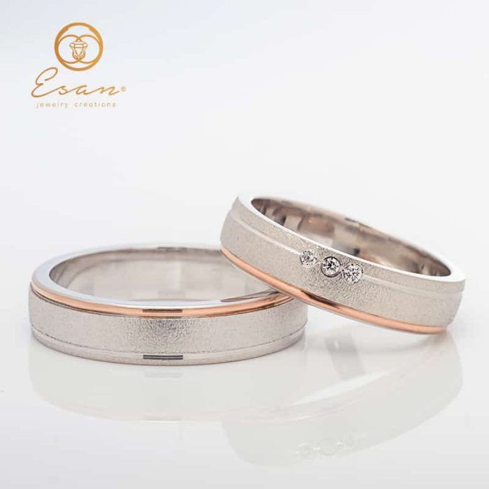 Verighete din aur alb si roz model personalizat ESV143