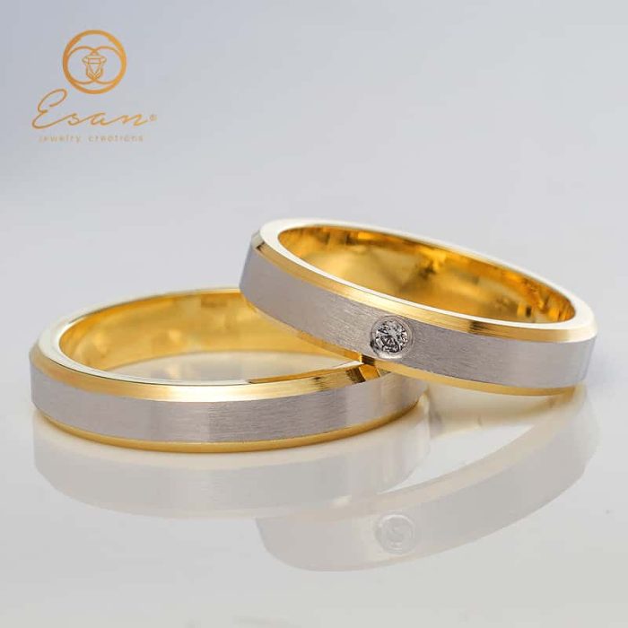 Verighete din aur galben cu diamant 2mm ESV151
