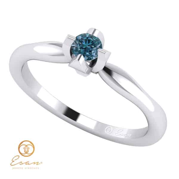 Inel de logodna din aur cu diamant albastru ES10