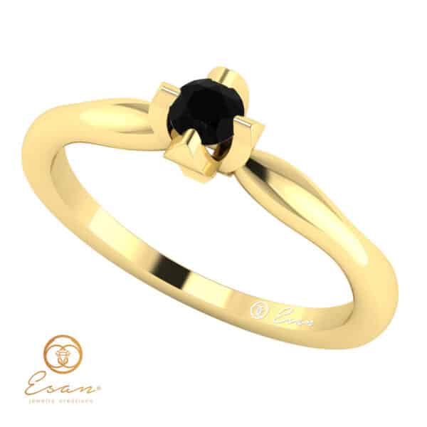 Inel de logodna din aur cu diamant negru ES10