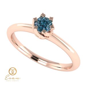Inel de logodna solitaire cu diamant albastru din aur ES1
