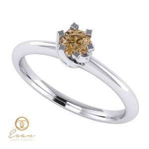 Inel de logodna solitaire cu diamant maro din aur ES1