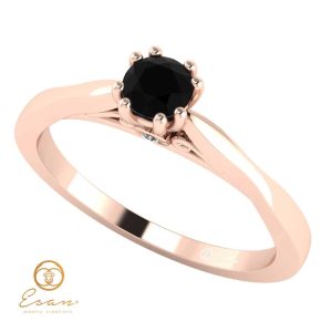Inel de logodna din aur cu diamant negru si diamante incolore ES120