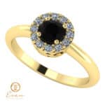 Inel de logodna din aur cu diamant negru si diamante incolore ES121