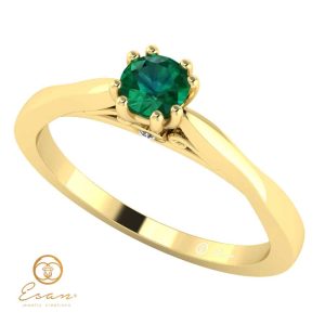 Inel de logodna din aur cu smarald si diamante ES120