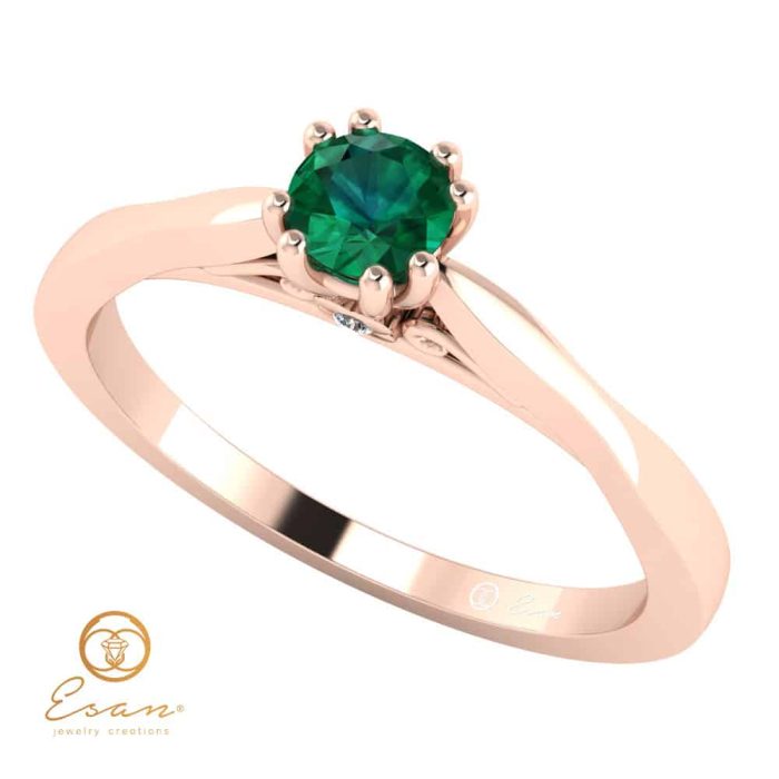 Inel de logodna din aur cu smarald si diamante ES120