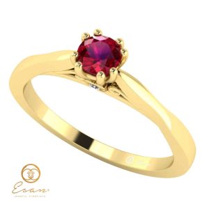 Inel de logodna din aur cu rubin si diamante ES120