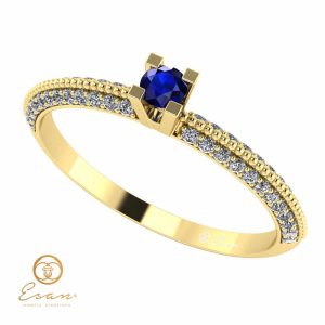 Inel de logodna din aur cu safir si diamante ES123