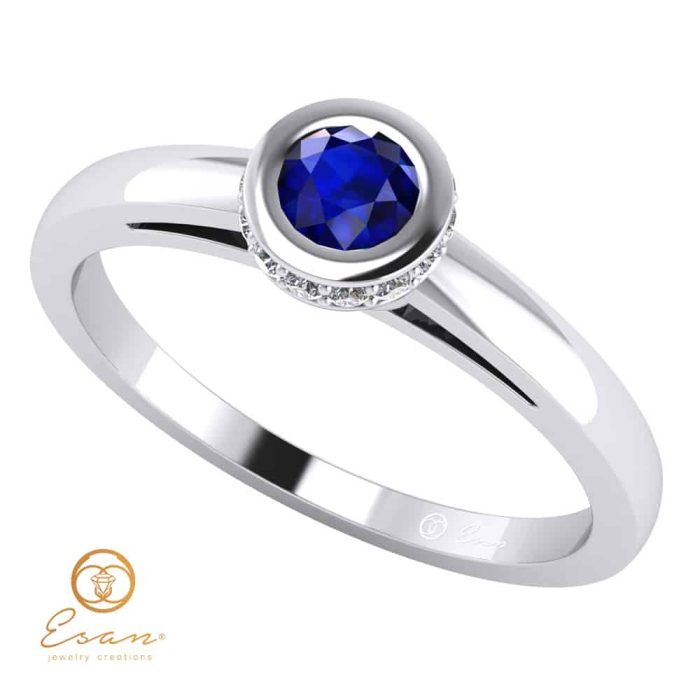 Inel de logodna din aur cu safir si diamante ES122