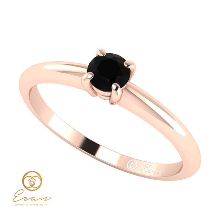 Inel de logodna din aur cu diamant negru ES12