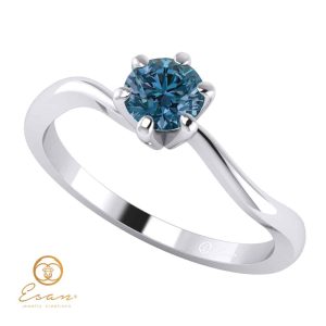 Inel de logodna din aur cu diamant albastru ES2