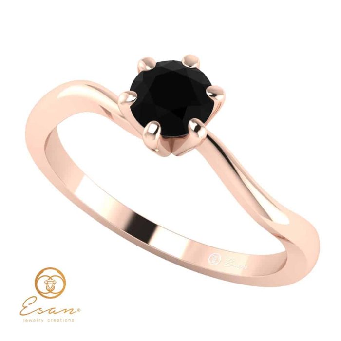 Inel de logodna din aur cu diamant negru ES2