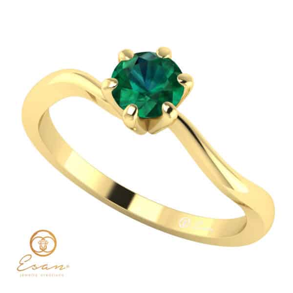 Inel de logodna din aur cu smarald ES2