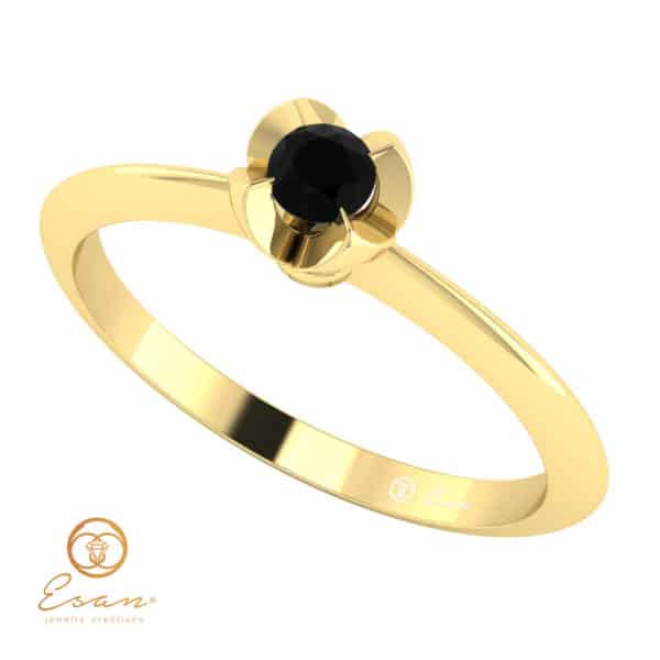 Inel de logodna cu diamant negru din aur ES3
