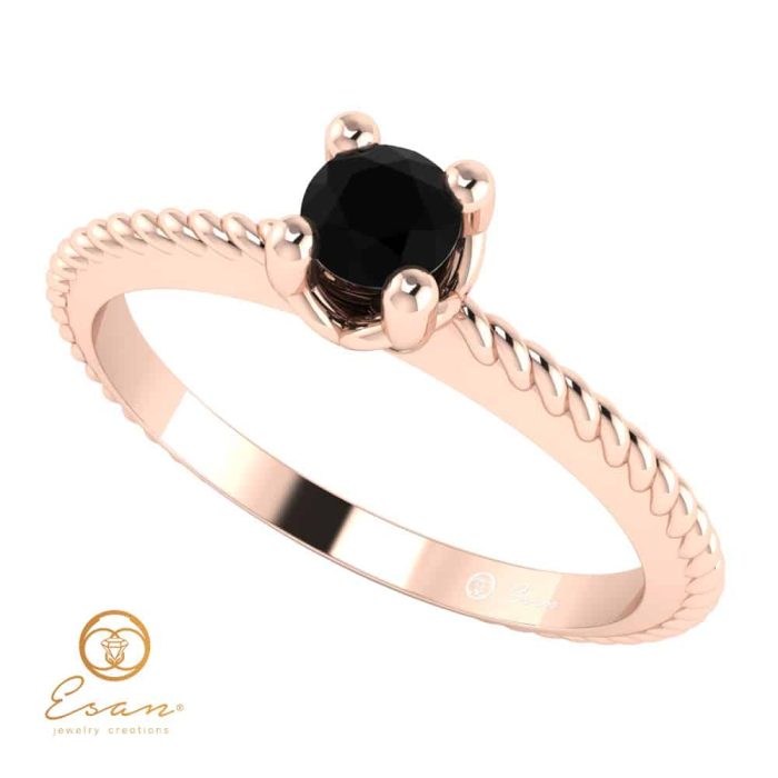 Inel de logodna din aur cu diamant negru ES5