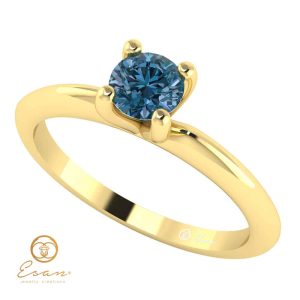 Inel de logodna solitaire cu diamant albastru ES6