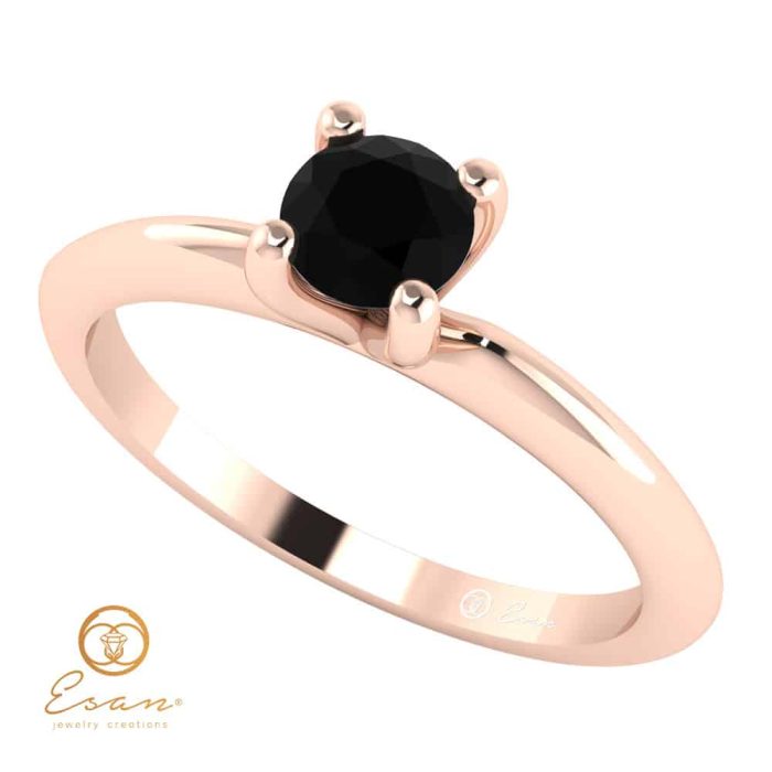 Inel de logodna solitaire cu diamant negru ESDN6