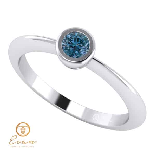 Inel de logodna din aur cu diamant albastru ES8