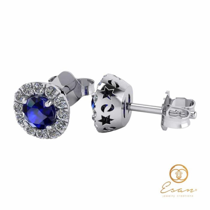 Cercei din aur cu safir si diamante ESCS1
