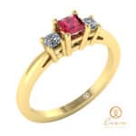Inel de logodna din aur cu rubin si diamante ES79
