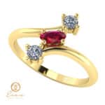 Inel de logodna din aur cu rubin si diamante ES78