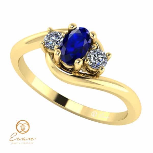 Inel de logodna din aur cu safir si diamante ES80
