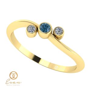 Inel de logodna din aur cu diamant albastru si diamante incolore ES81