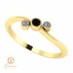 Inel de logodna din aur cu diamant negru si diamante incolore ES81