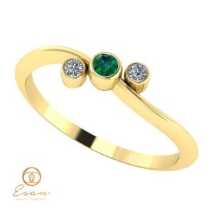 Inel de logodna din aur cu smarald si diamante ES81