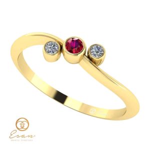 Inel de logodna din aur cu rubin si diamante ES81