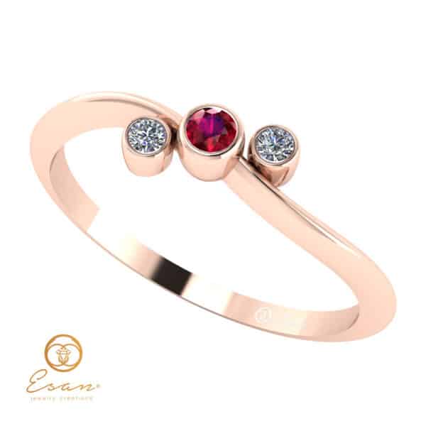 Inel de logodna din aur cu rubin si diamante ES81