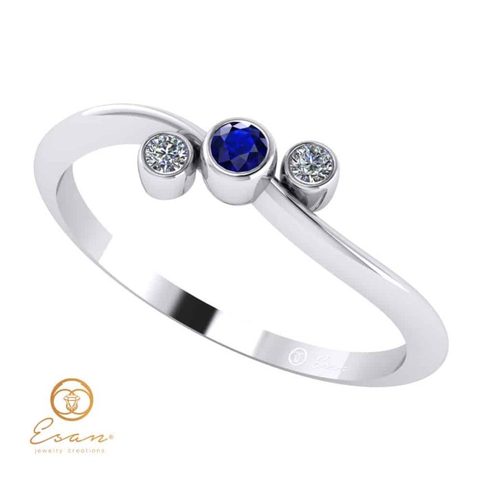 Inel de logodna din aur cu safir si diamante ES81