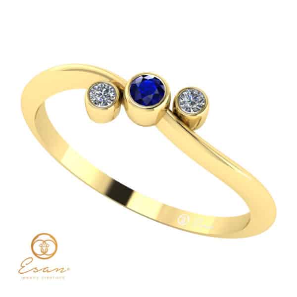 Inel de logodna din aur cu safir si diamante ES81
