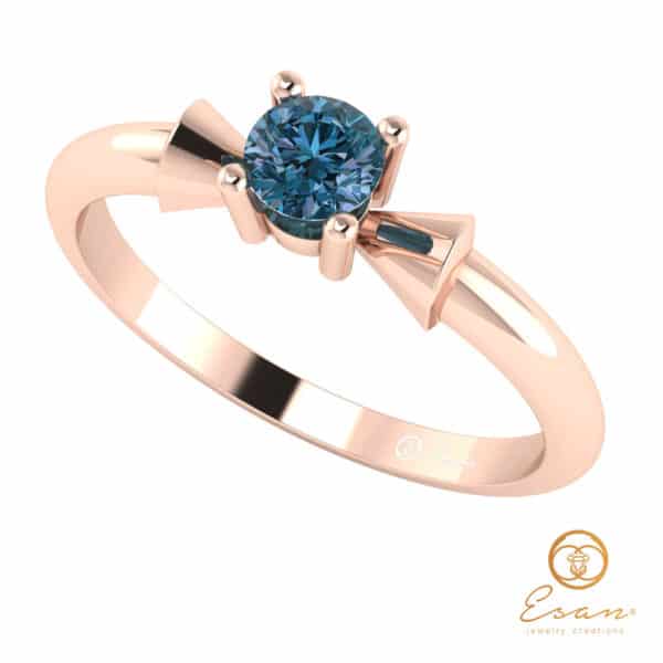 Inel de logodna din aur cu diamant albastru ES26