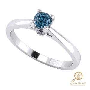 Inel de logodna din aur cu diamant albastru ES29