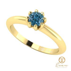 Inel de logodna din aur cu diamant albastru ES30