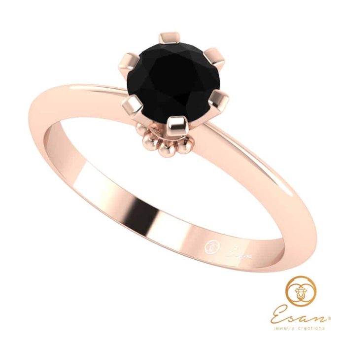 Inel de logodna din aur cu diamant negru ES27