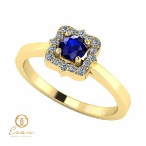 Inel de logodna din aur cu safir si diamante ES77