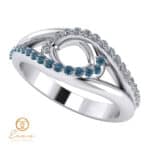 Inel de logodna din aur cu diamante albastre si diamante ES115