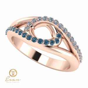 Inel de logodna din aur cu diamante albastre si diamante ES115