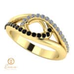 Inel de logodna din aur cu diamante negre si diamante ES115