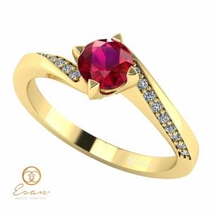 Inel de logodna din aur cu rubin si diamante ES117