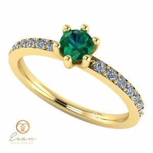 Inel de logodna din aur cu smarald si diamante ES118