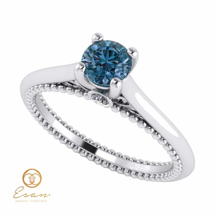 Inel de logodna din aur cu diamant albastru ES59
