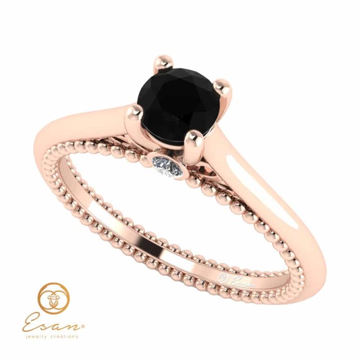 Inel de logodna din aur cu diamant negru ES59