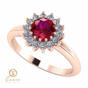 Inel de logodna din aur cu rubin si diamante ES67