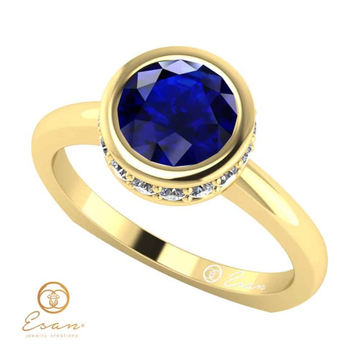 Inel de logodna din aur cu safir si diamante ES69