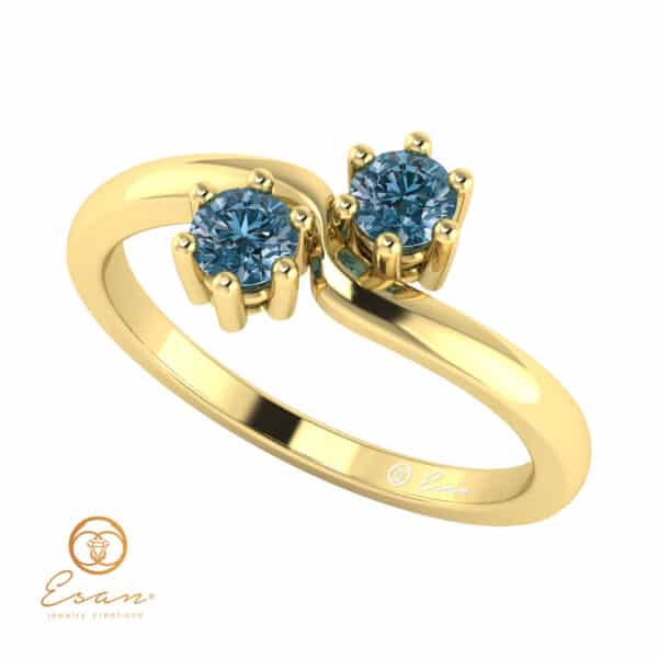 Inel de logodna din aur cu diamante albastre ES84